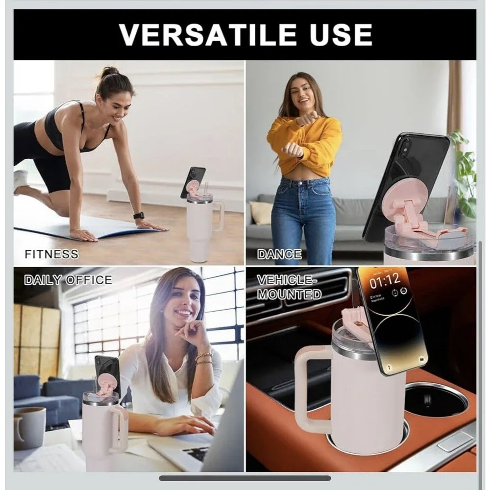 Stanley 40oz Tumbler Magnetic Phone Holder, Rotatable, MagSafe Compatible Pink